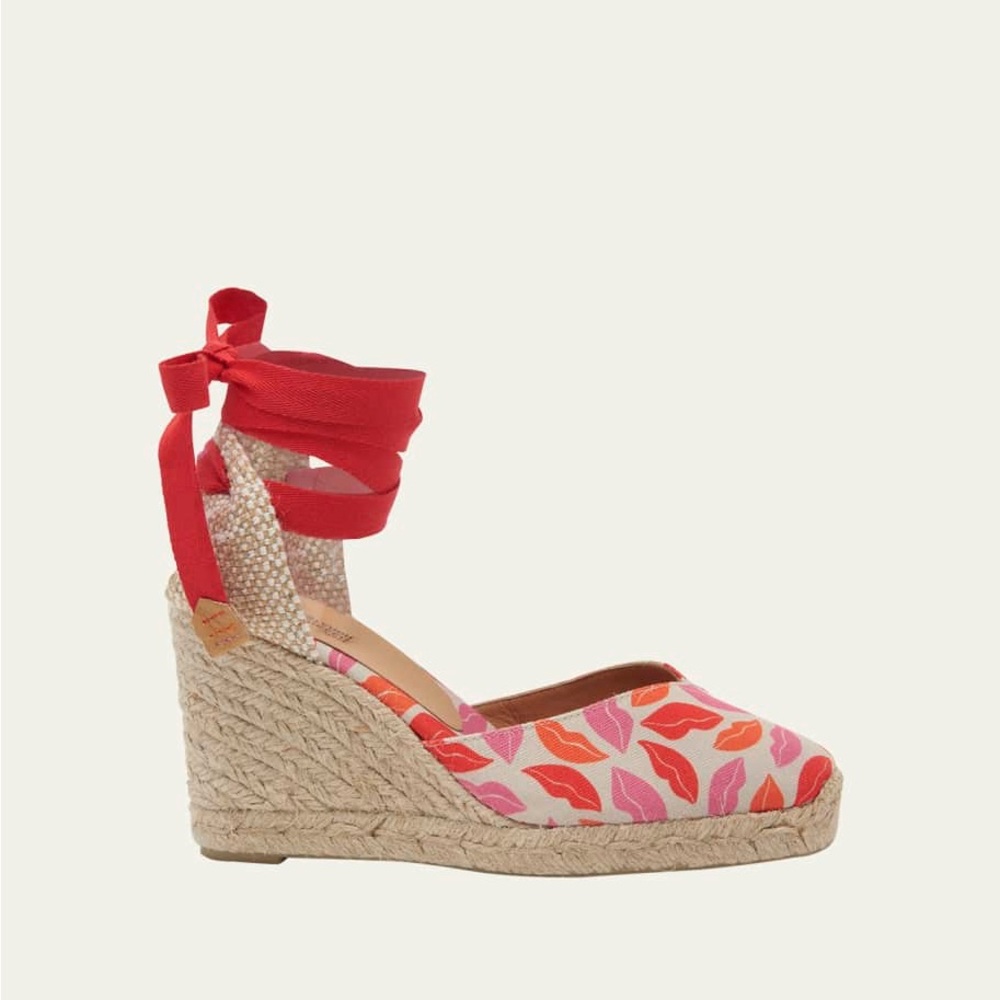 CASTANER X DIANE VON FURSTENBERG Chiara Ankle-Wrap Printed Wedge Sandals